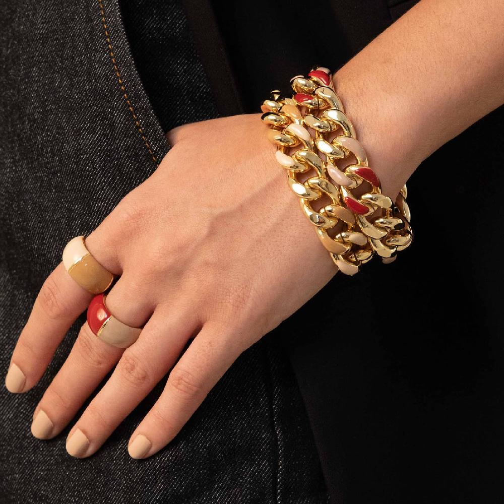 Unoaerre Bracciale donna catena grumetta smalto beige e nocciola | UNOAERRE Gioielli Saldi