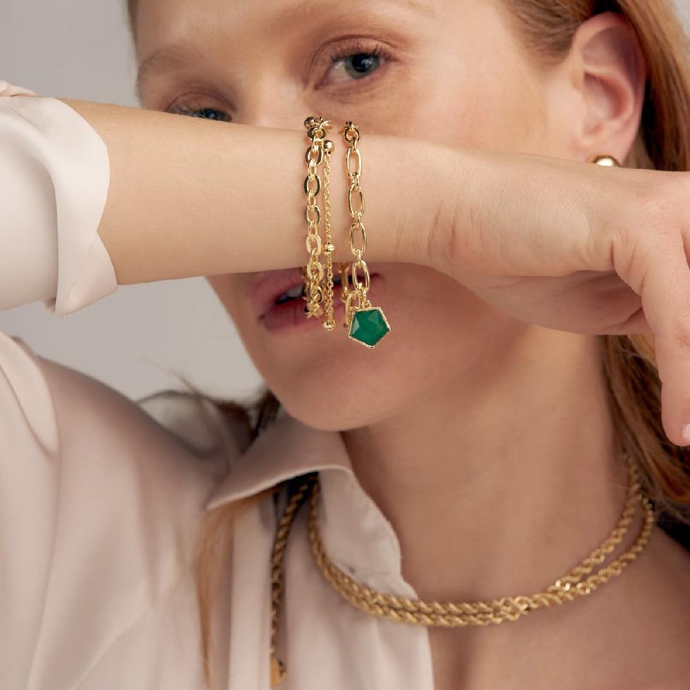 Unoaerre Bracciale donna a tre fili dorato con pietra | UNOAERRE Gioielli Saldi Di Fabbrica