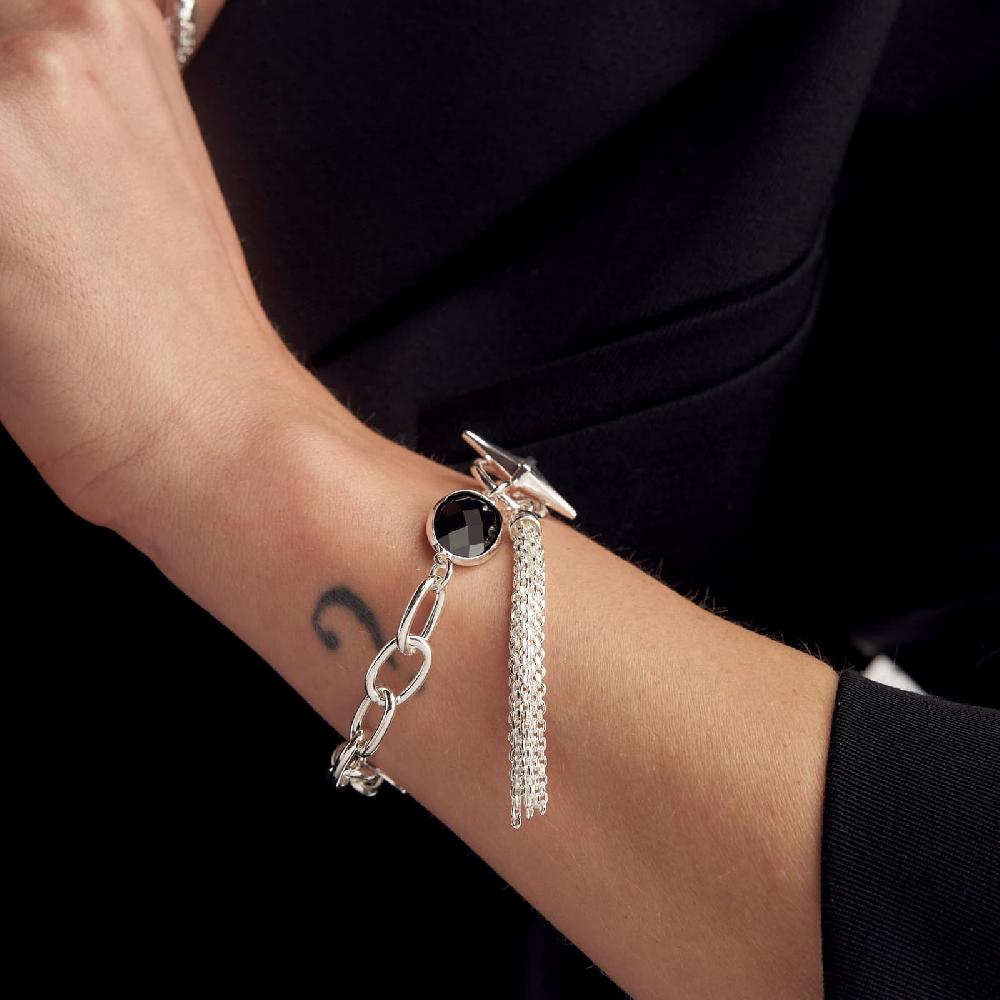 Unoaerre Bracciale catena argento e pietra nera | UNOAERRE Gioielli Moda