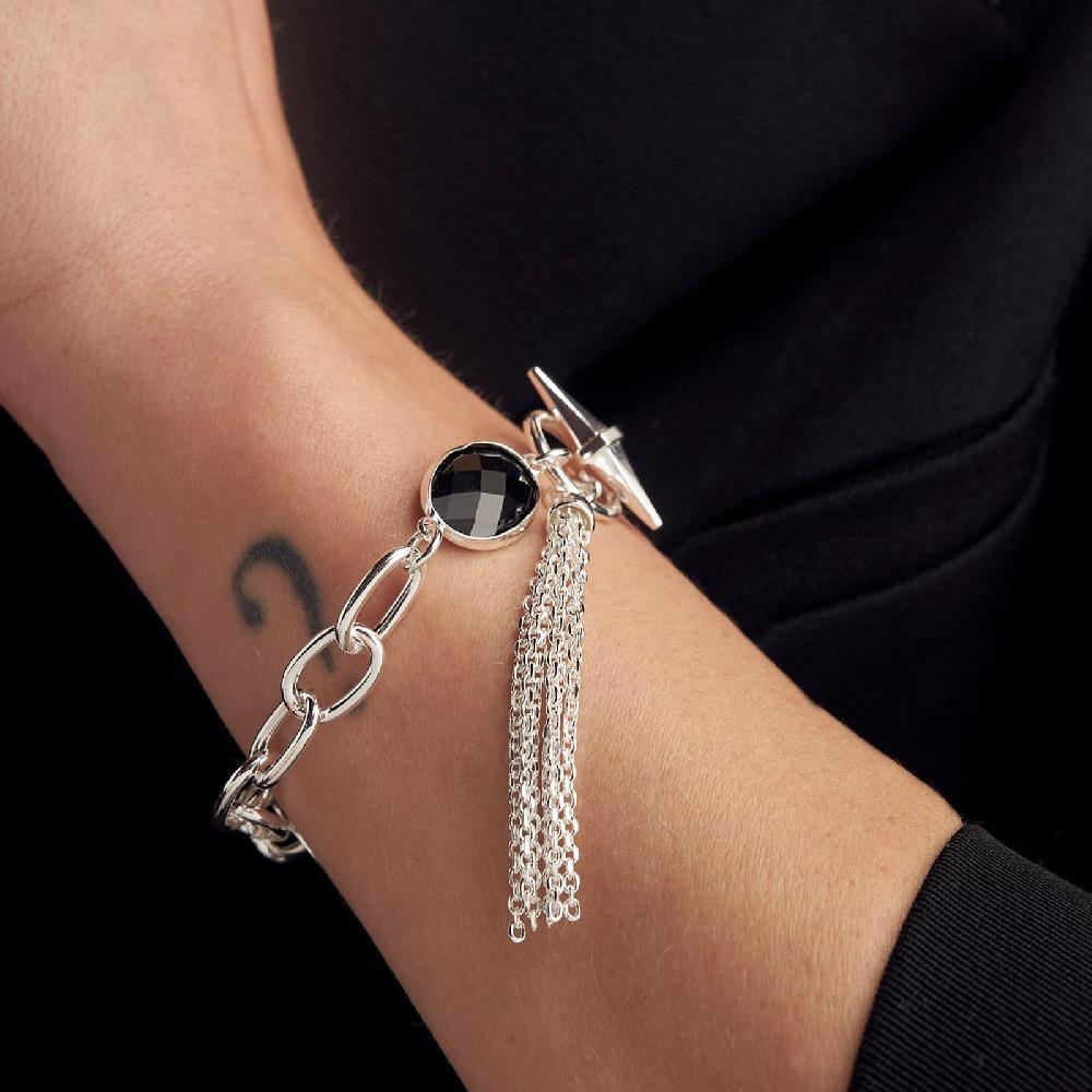 Unoaerre Bracciale catena argento e pietra nera | UNOAERRE Gioielli Moda