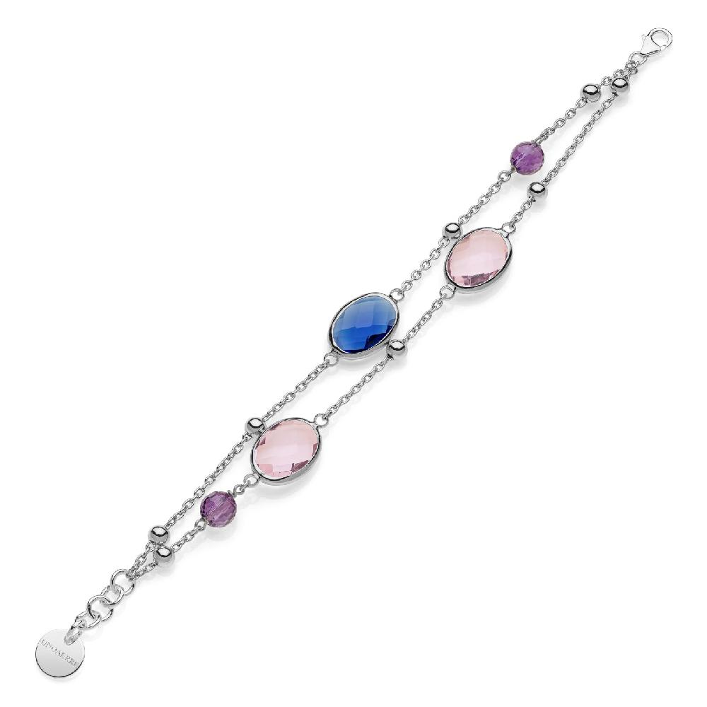 Unoaerre Bracciale donna con pietre rosa e blu | UNOAERRE Gioielli Offerta esclusiva