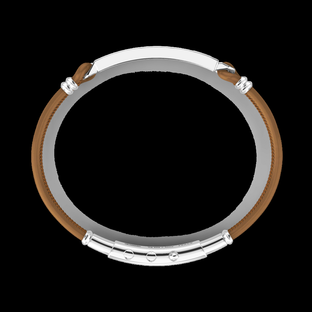 Zancan Bracciale Bugatti in pelle con targa centrale in argento 2025