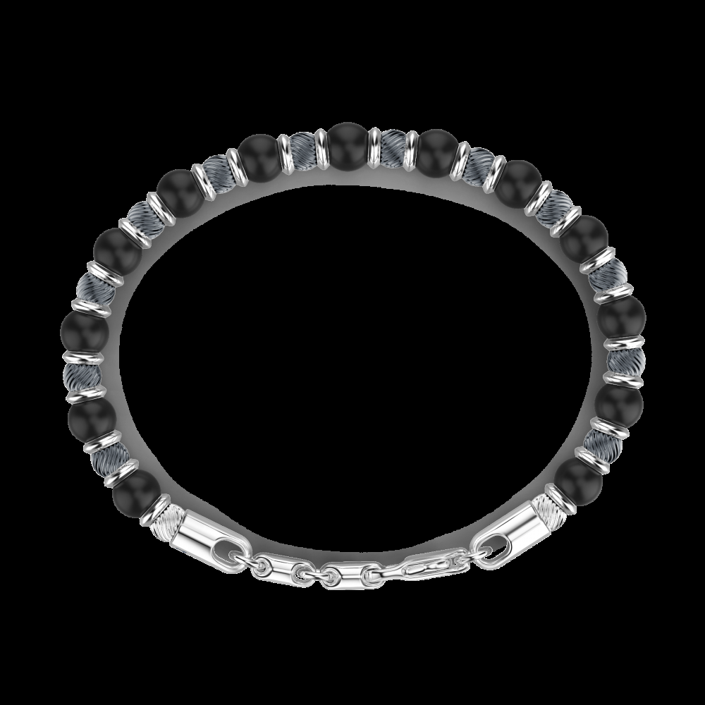 Zancan Bracciale Zancan morbido con sfere in argento e in pietra onice Pezzi Unici