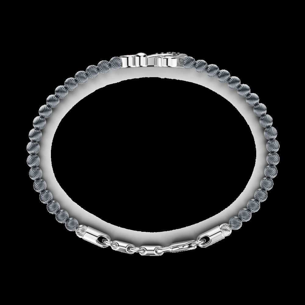Zancan Bracciale Zancan morbido con sfere in argento ancora e pietre nere Novità