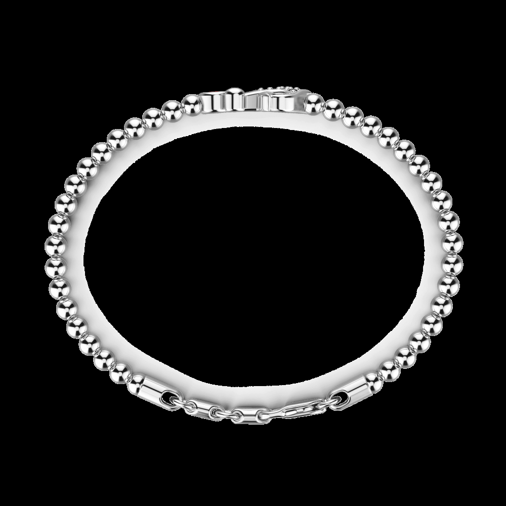Zancan Bracciale Zancan morbido con sfere in argento ancora e pietre Presa