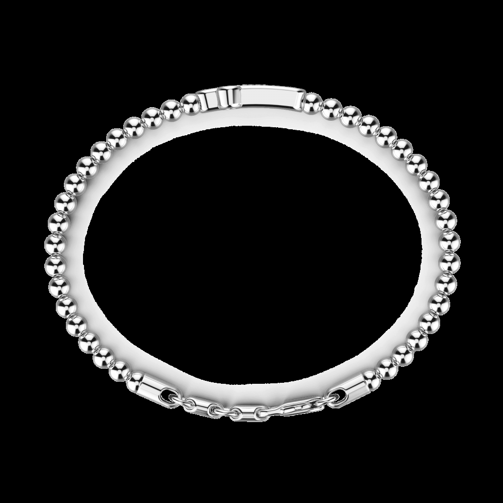 Zancan Bracciale Zancan morbido con sfere in argento e croce con pietre nere Outlet