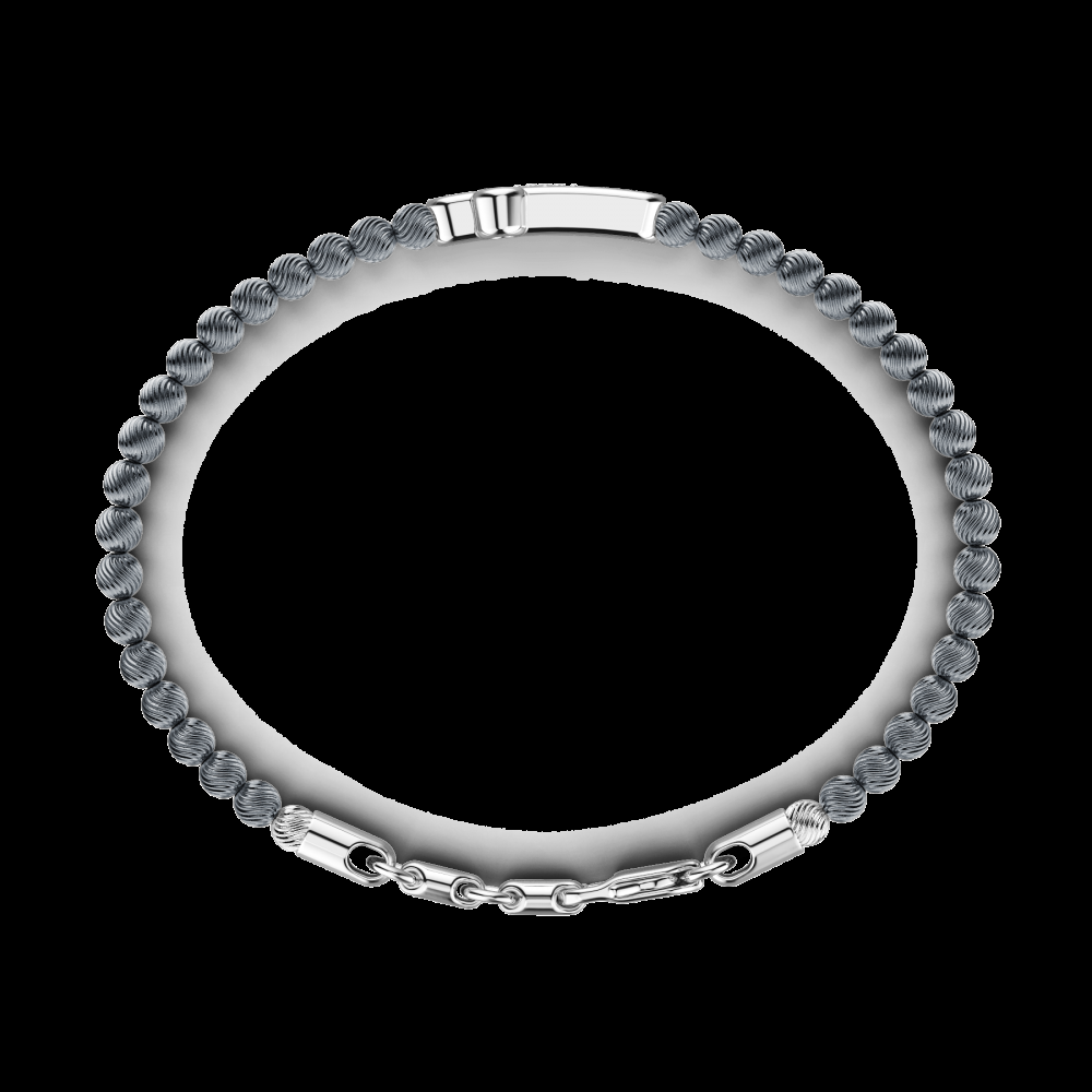 Zancan Bracciale Zancan morbido con sfere in argento e croce con pietre In Vendita