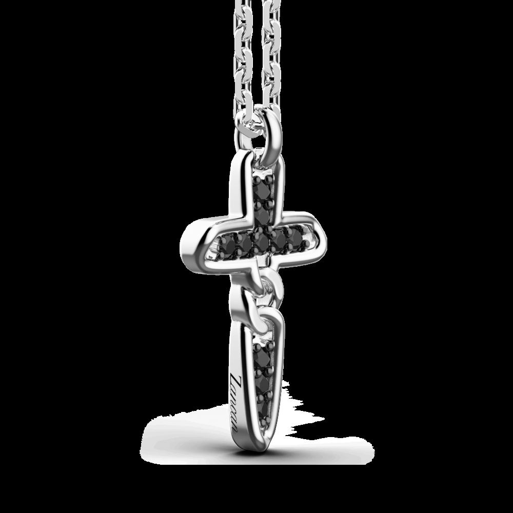 Zancan Collana Zancan in argento con pendente a croce e pietre nere Vendita Economica