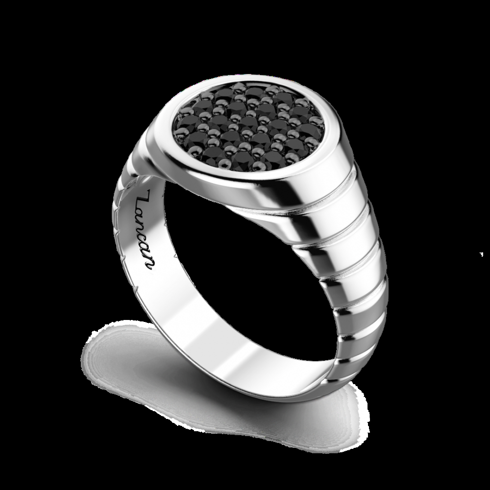 Zancan Anello Zancan in argento con pietre nere Saldi Di Fabbrica