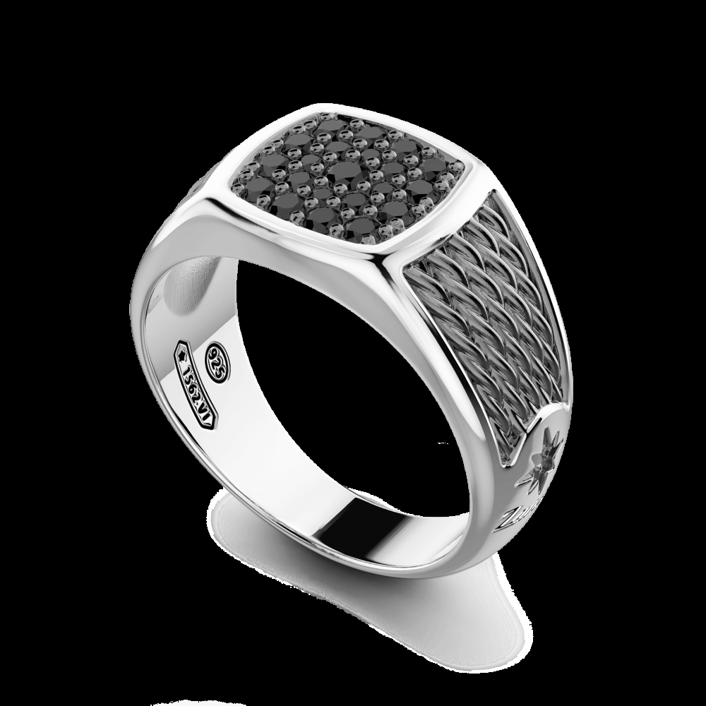 Zancan Anello chevalier Zancan in argento con pietre nere I Più Venduti