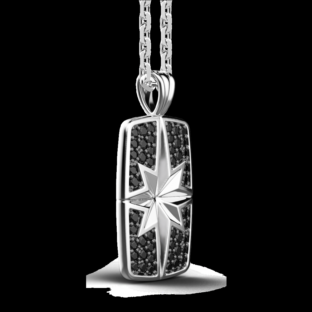 Zancan Collana Zancan in argento a targa con pietre nere Offerte giornaliere
