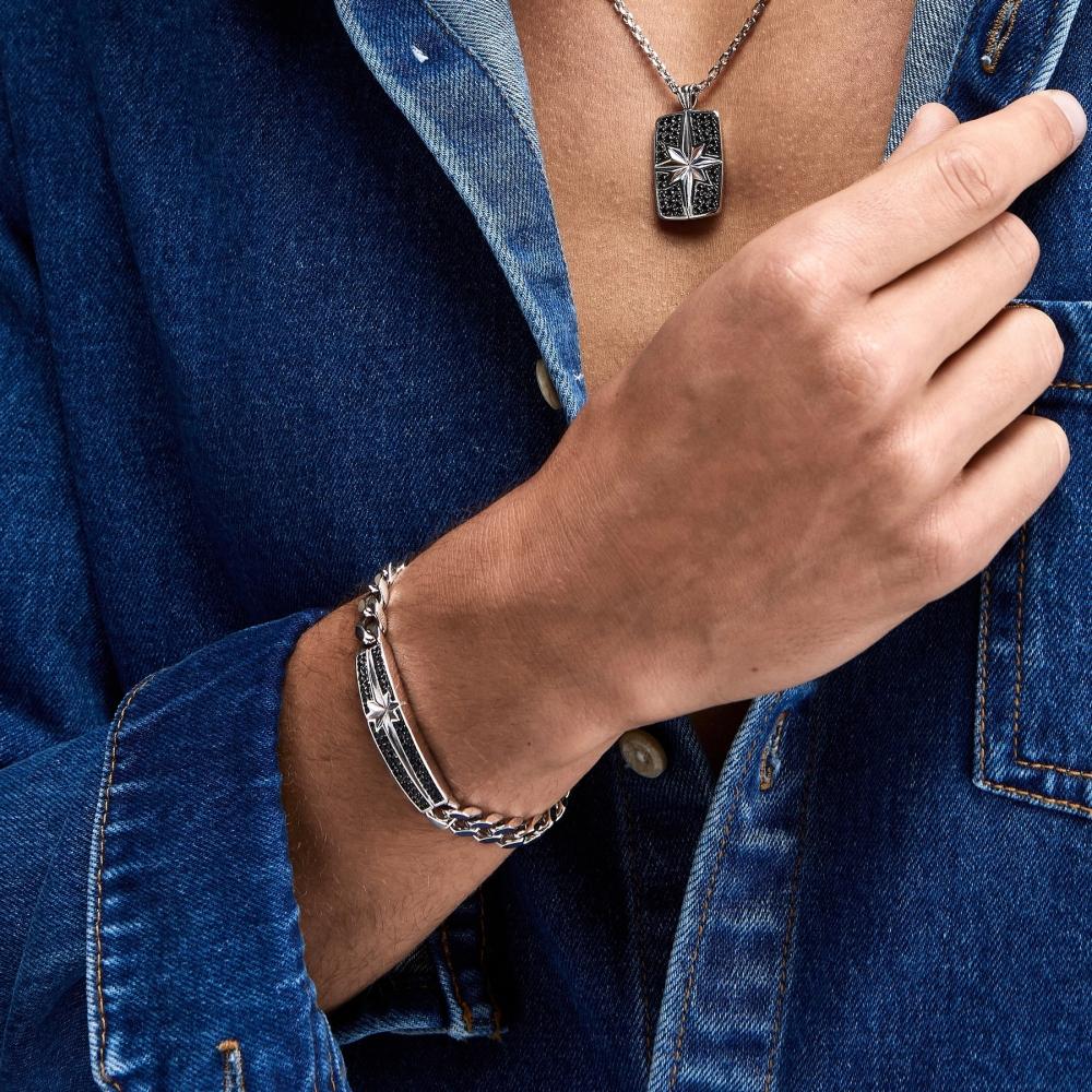 Zancan Bracciale grumetta Zancan in argento con pietre nere Italy