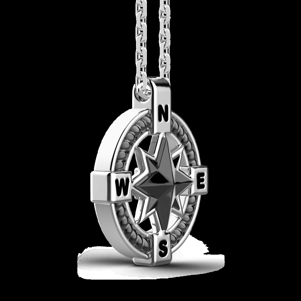 Zancan Collana Zancan in argento con pendente a rosa dei venti in ceramica Nuovo