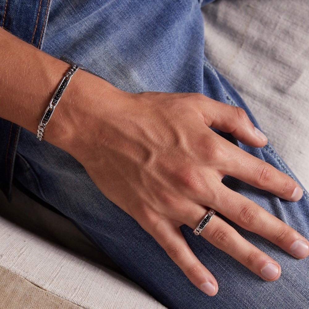 Zancan Bracciale grumetta Zancan in argento con pietre nere Vendita