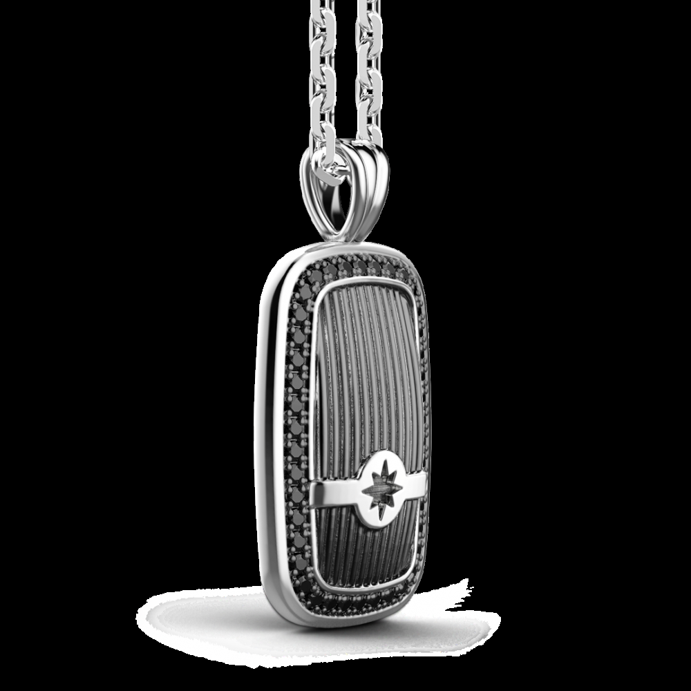 Zancan Collana Zancan in argento a targa con pietre nere Soddisfazione Garantita