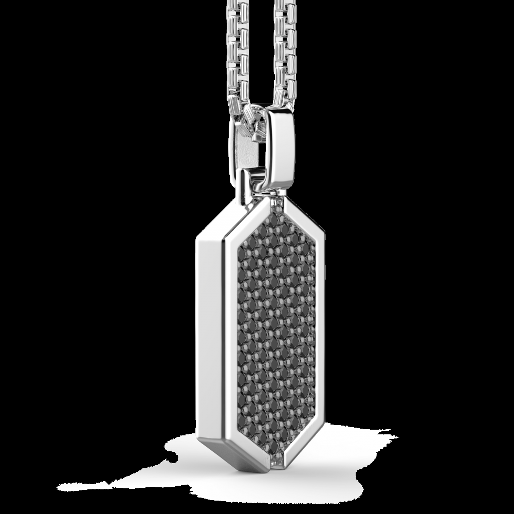 Zancan Collana Zancan in argento con pendente a targa tempestato di pietre nere Acquista Ora