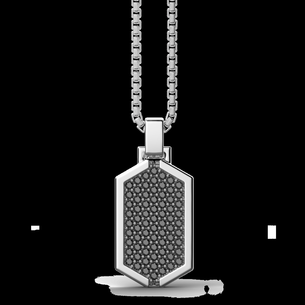 Zancan Collana Zancan in argento con pendente a targa tempestato di pietre nere Acquista Ora