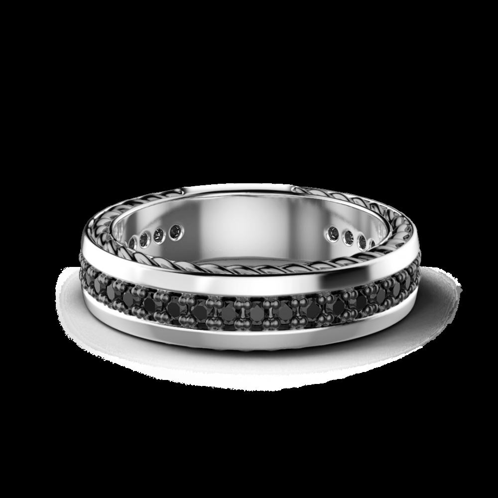 Zancan Anello a fede Zancan in argento con pietre nere Consegna Veloce