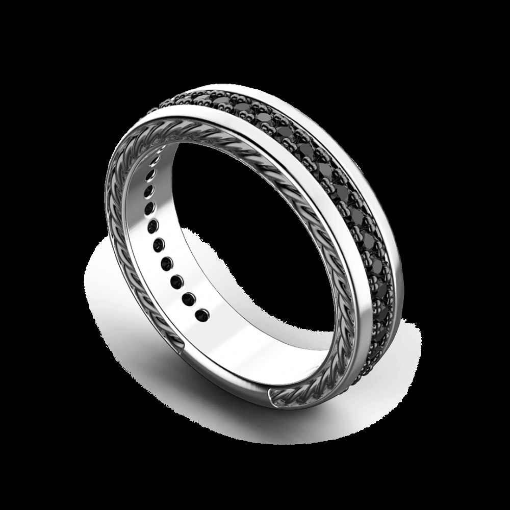 Zancan Anello a fede Zancan in argento con pietre nere Consegna Veloce