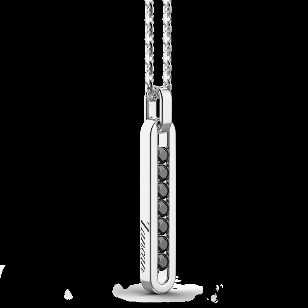 Zancan Collana Zancan in argento con pendente a targa e pietre nere Sottocosto