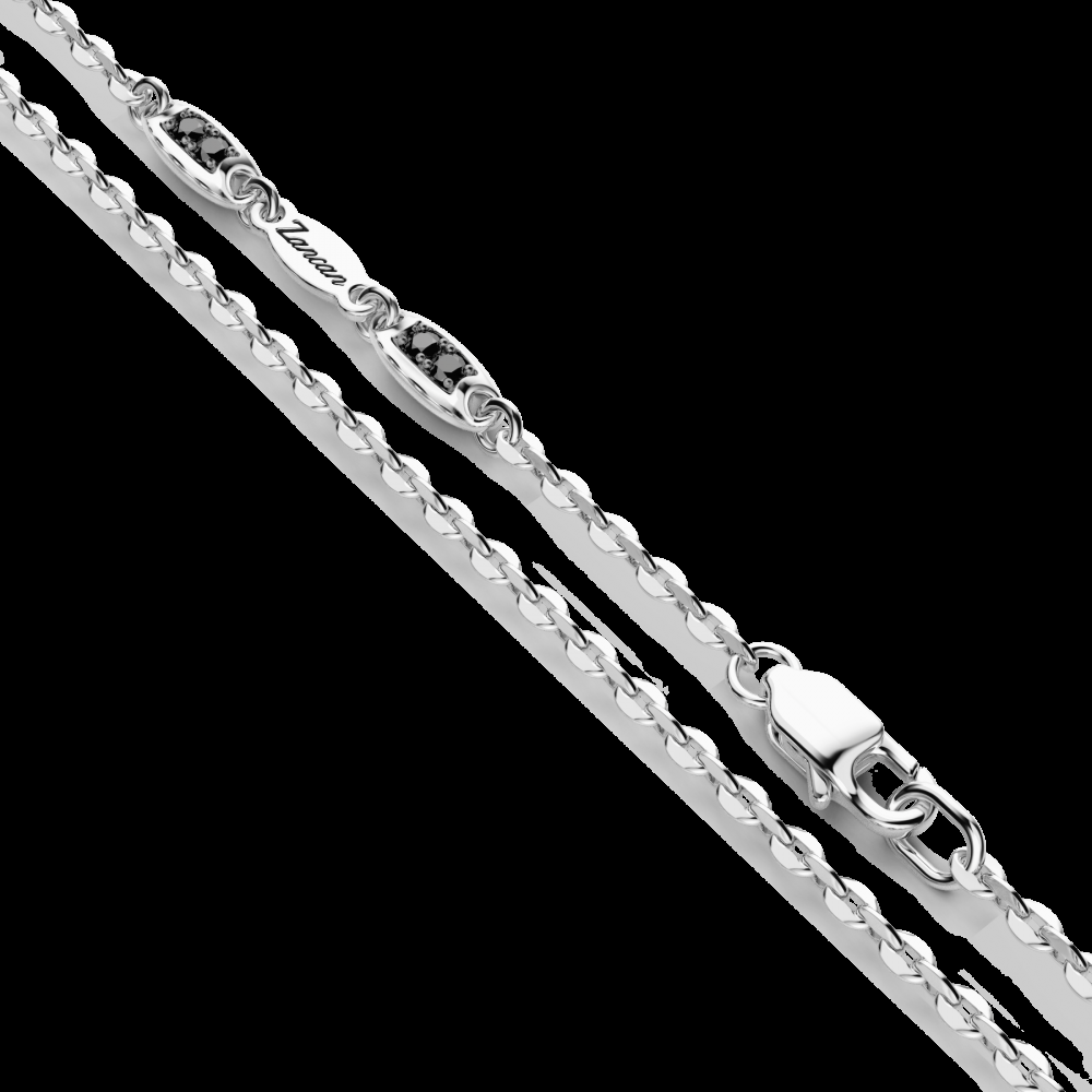 Zancan Collana Zancan in argento con pendente a targa e pietre nere Sottocosto