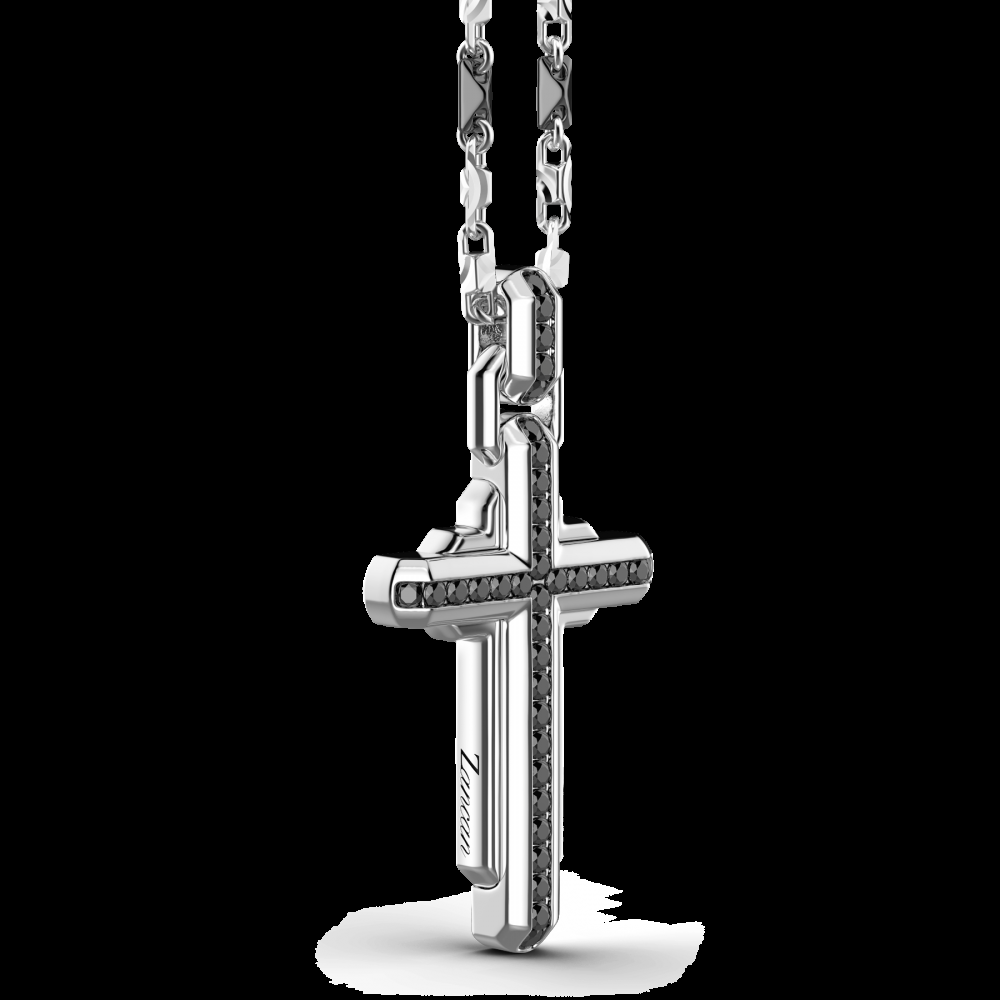 Zancan Collana Zancan in argento con pendente a croce e pietre nere Sconti questo mese