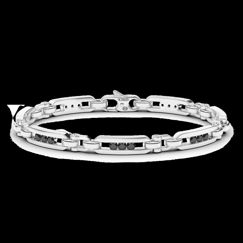 Zancan Bracciale Zancan in argento con targa e pietre nere Offerte