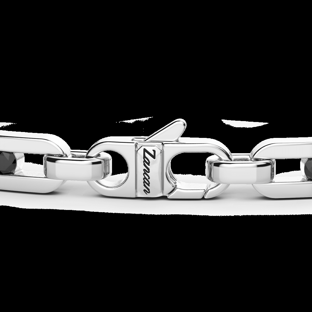 Zancan Bracciale Zancan in argento con targa e pietre nere Offerte