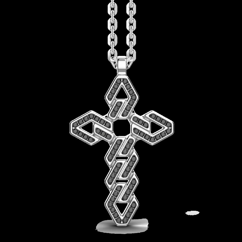 Zancan Collana Zancan in argento con pendente a croce e pietre nere Negozio