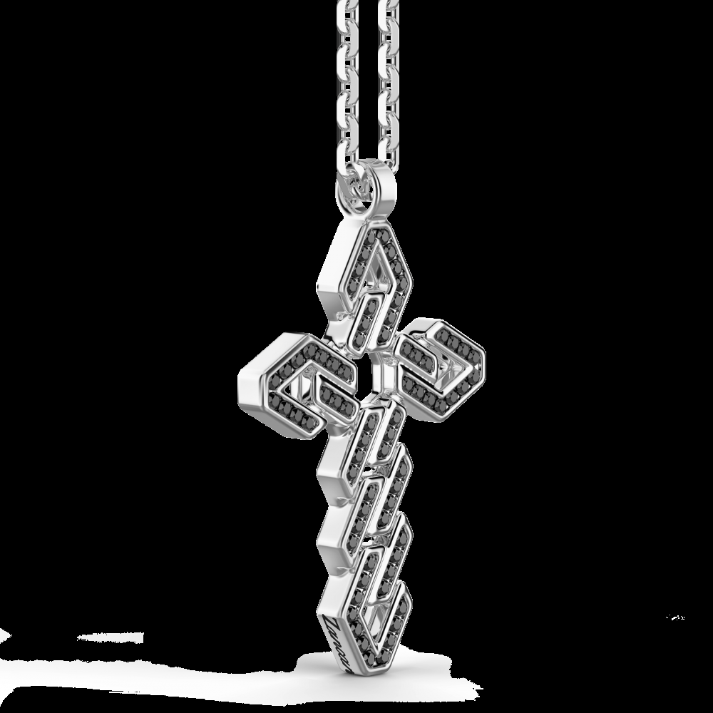 Zancan Collana Zancan in argento con pendente a croce e pietre nere Negozio