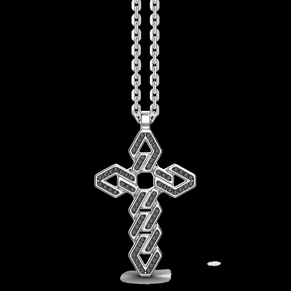 Zancan Collana Zancan in argento con pendente a croce e pietre nere Negozio