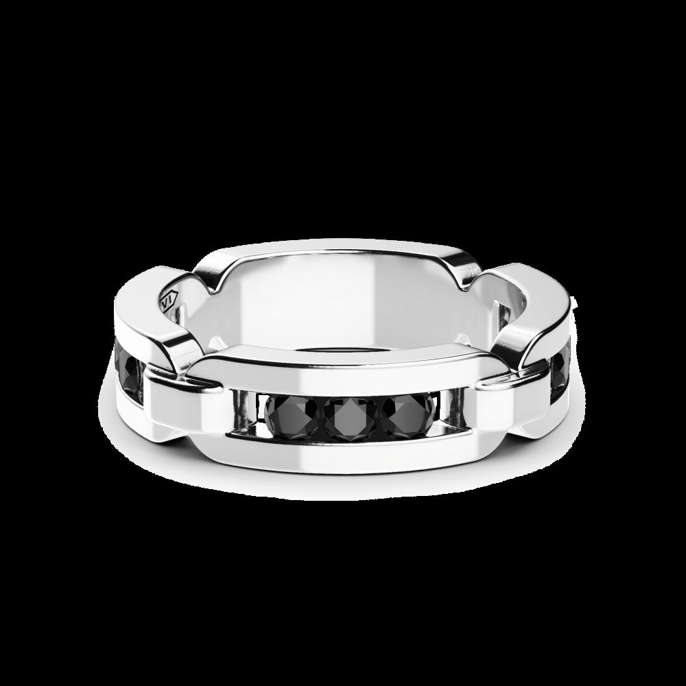 Zancan Anello Zancan in argento a fede con pietre nere Nuova