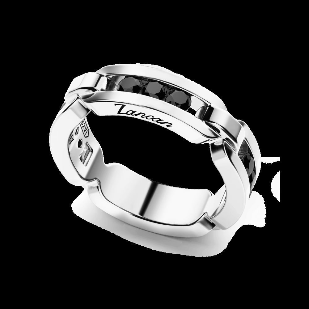 Zancan Anello Zancan in argento a fede con pietre nere Nuova