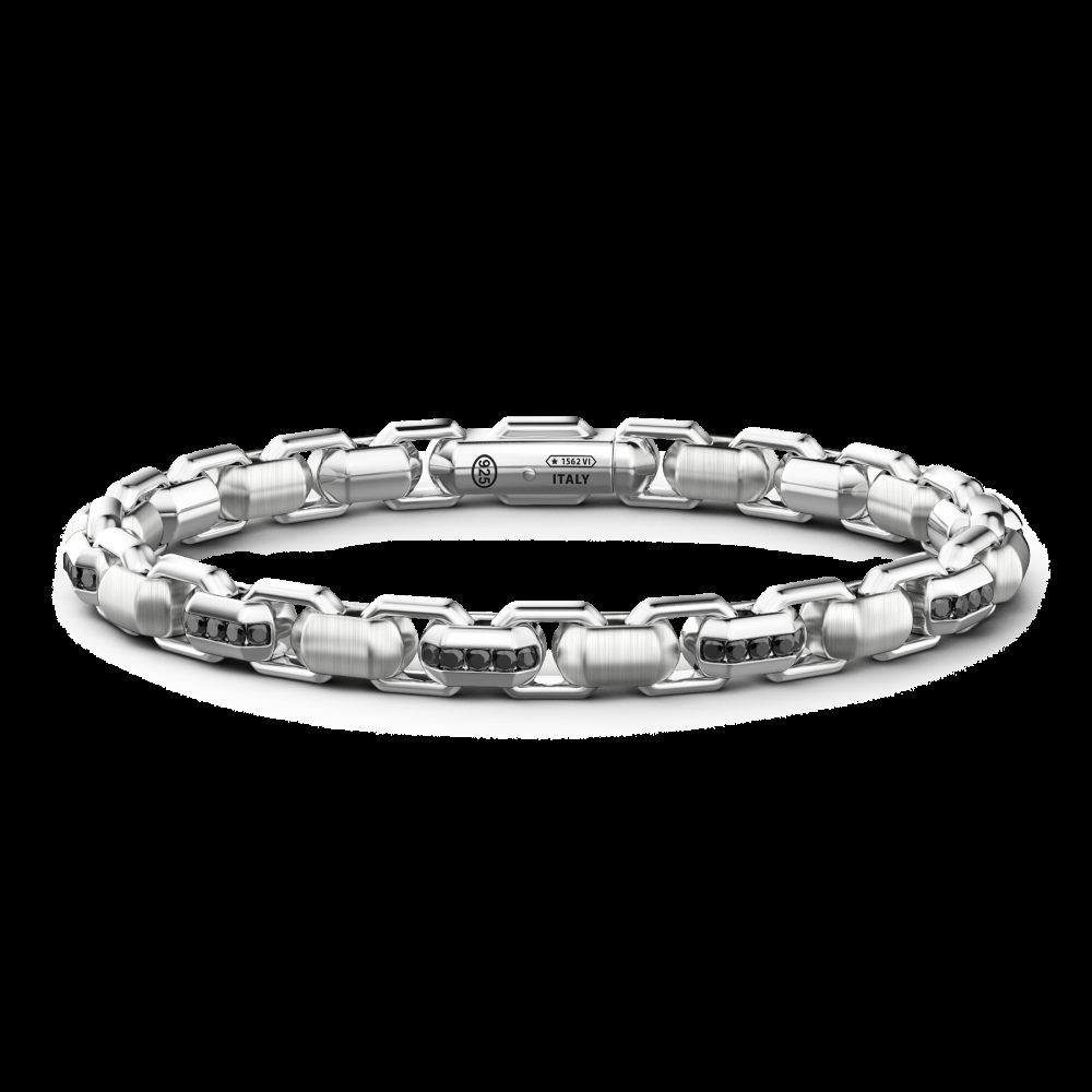 Zancan Bracciale solo maglia Zancan in argento con pietre nere Moda