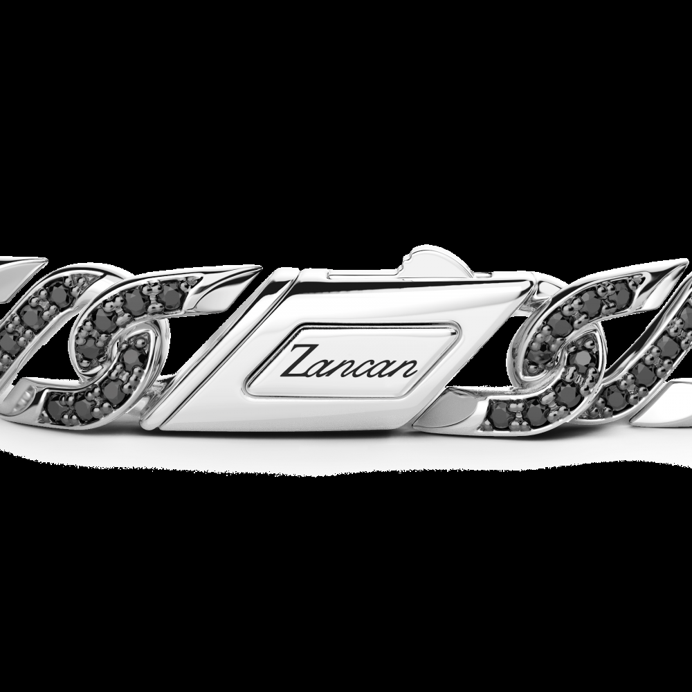 Zancan Bracciale solo maglia Zancan in argento con pietre nere Negozi Online