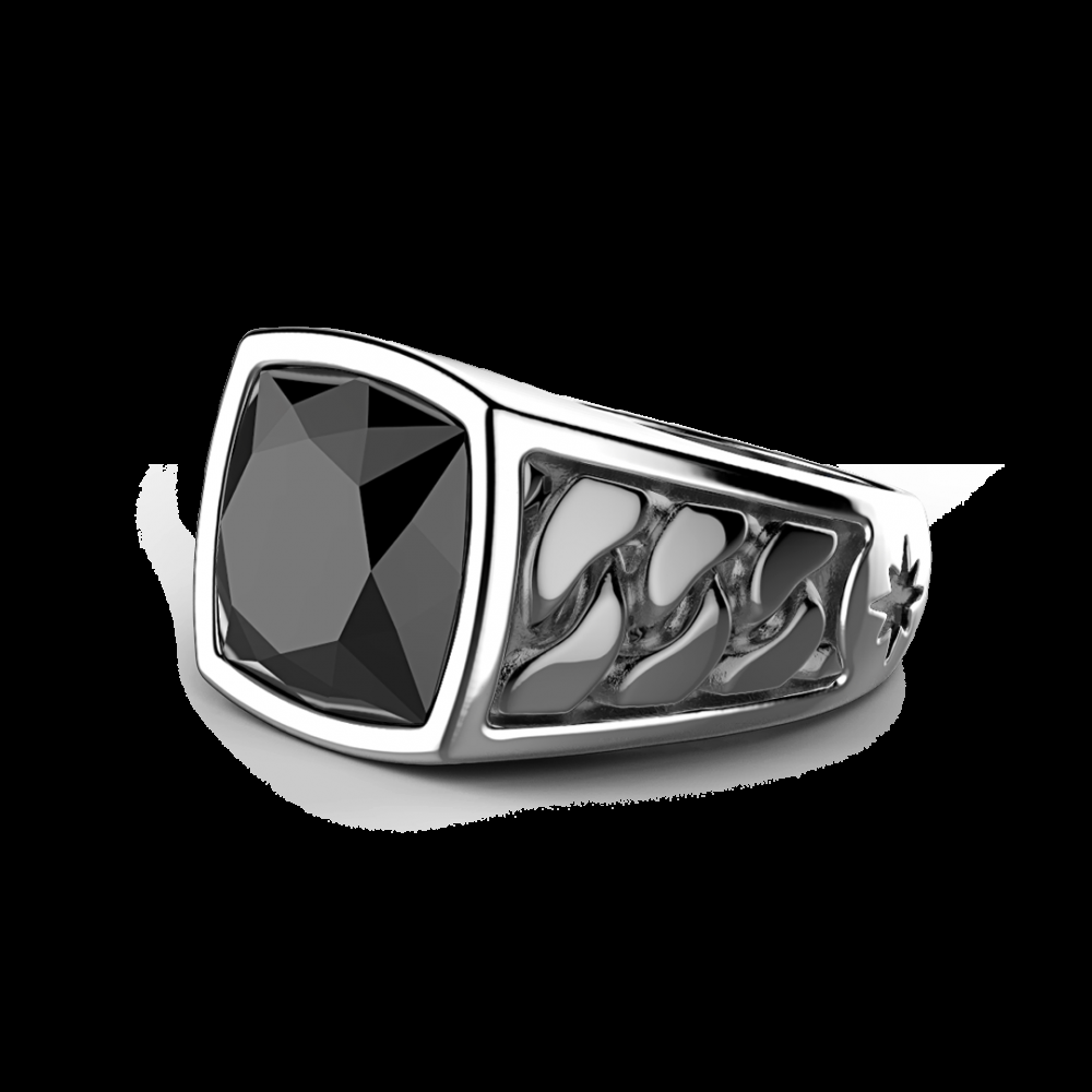 Zancan Anello Zancan in argento con pietra nera Italia