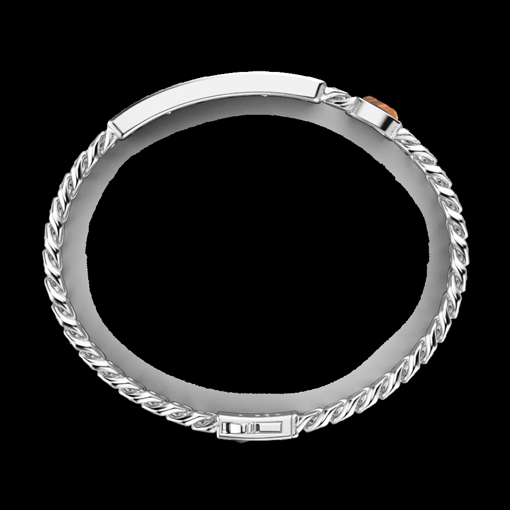 Zancan Bracciale a grumetta Zancan con targa e pietra occhio di tigre In Linea