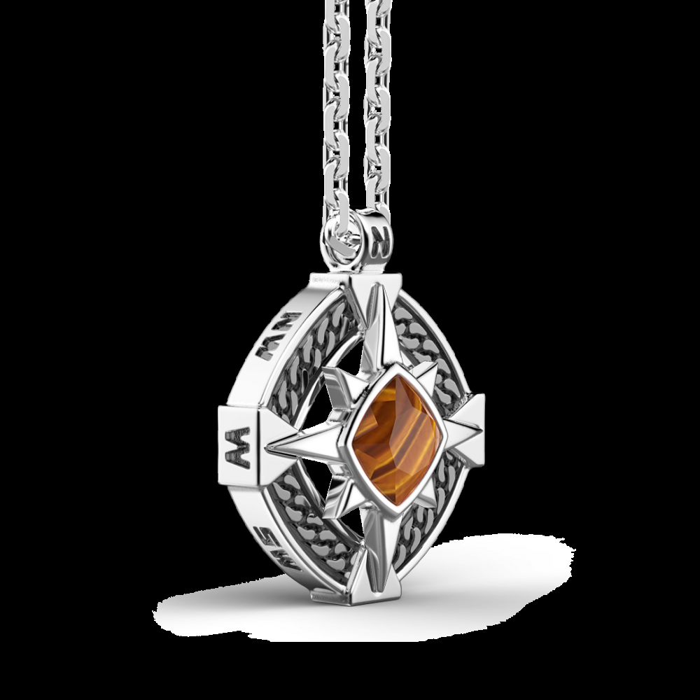 Zancan Collana Zancan in argento con pendente a rosa dei venti e pietra occhio di tigre Spedizione Gratuita