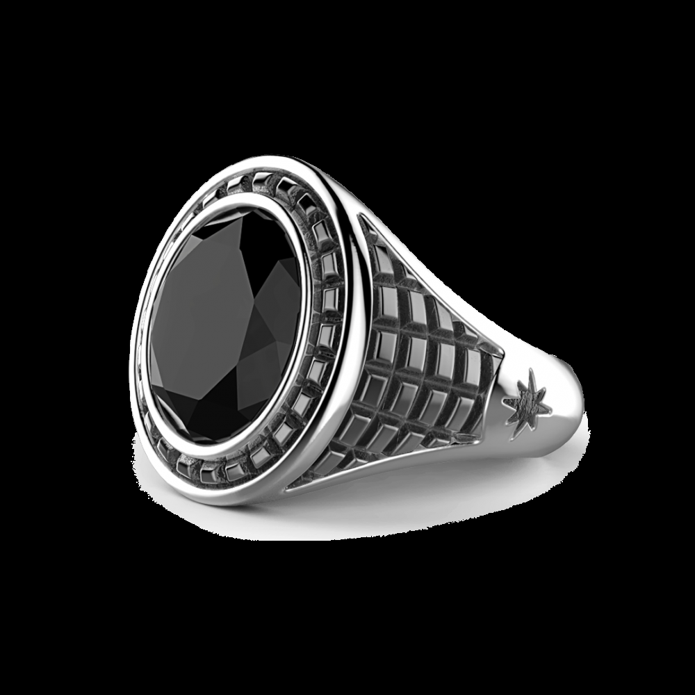 Zancan Anello Zancan in argento con pietra nera Soddisfazione Garantita