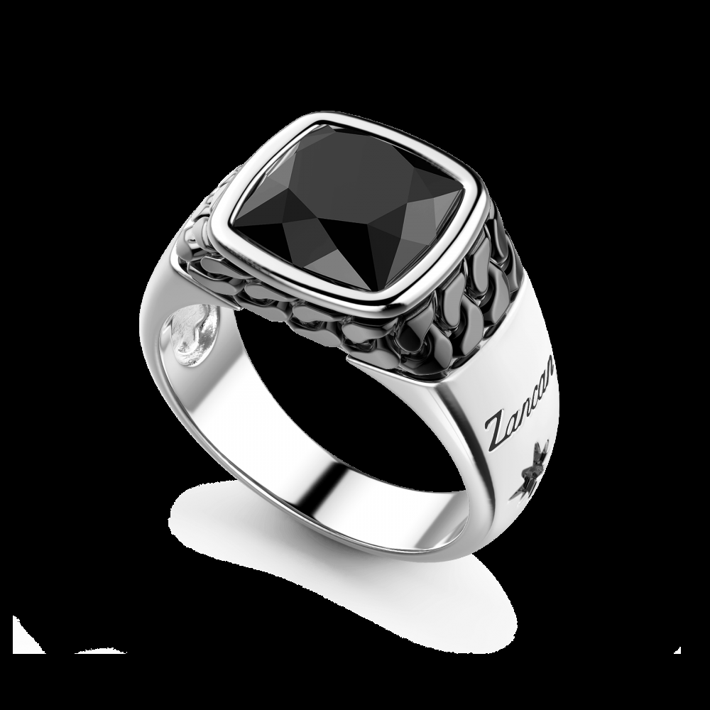 Zancan Anello in argento bianco e nero con onice naturale Negozi Online