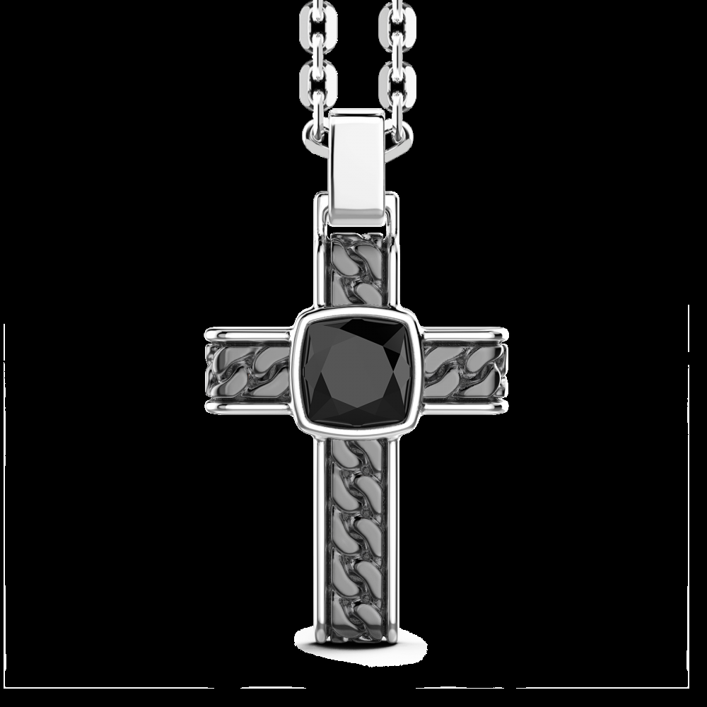 Zancan Collana in argento con pendente a croce e onice quadrata Acquista Ora