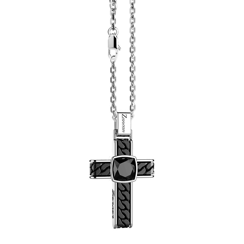 Zancan Collana in argento con pendente a croce e onice quadrata Acquista Ora