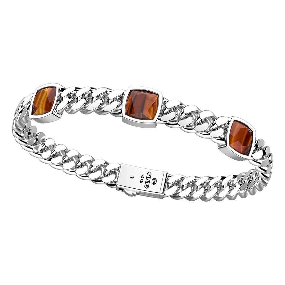 Zancan Bracciale Zancan in argento con tre pietre occhio di tigre Novità