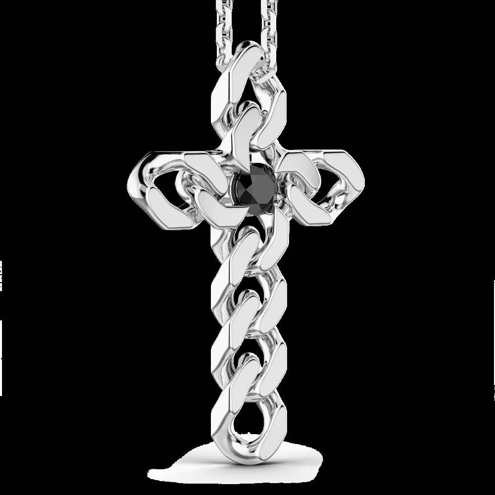 Zancan Collana Zancan in argento con pendente a croce e pietre nere Italia