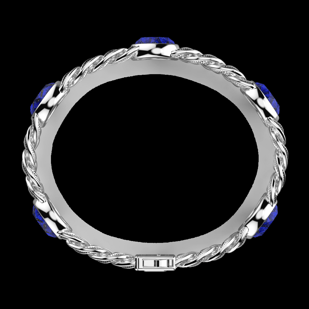 Zancan Bracciale a grumetta Zancan in argento con finitura striata in nero e pietre blu Pezzi Unici