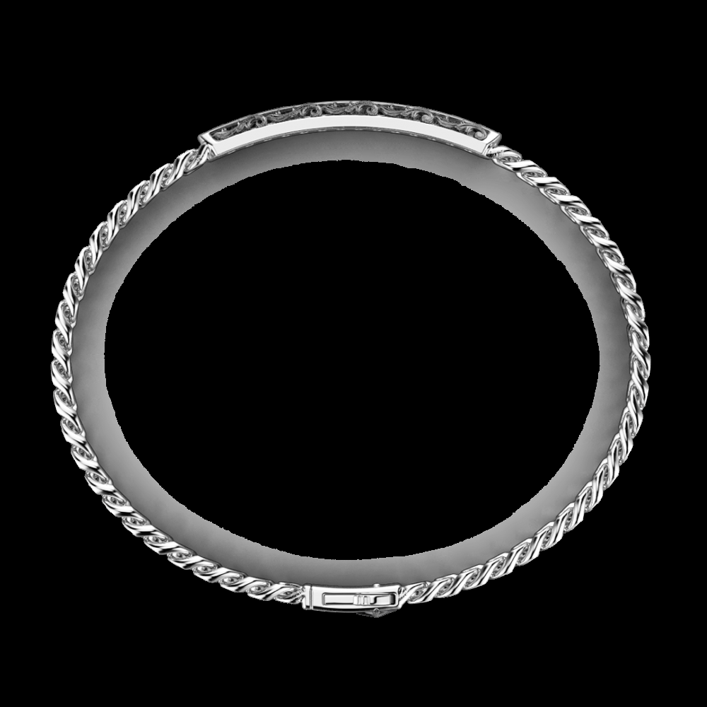 Zancan Bracciale Zancan in argento a grumetta con targa e pietre nere In Linea