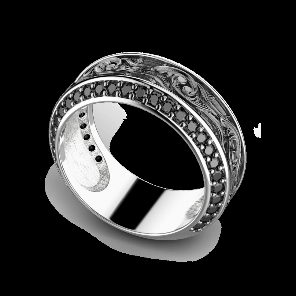 Zancan Anello Zancan in argento a fede con pietre nere Qualità
