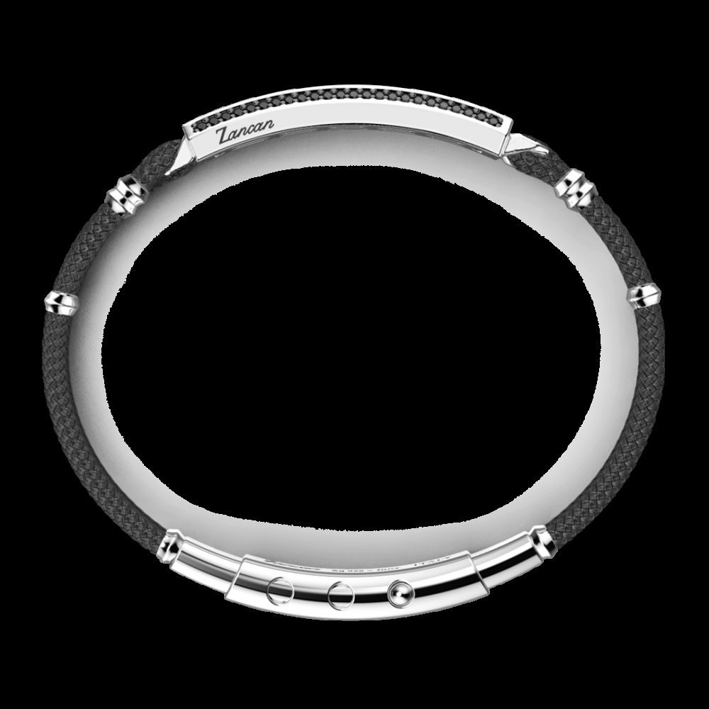 Zancan Bracciale Zancan in Kevlar con targa in argento e pietre nere Promozione