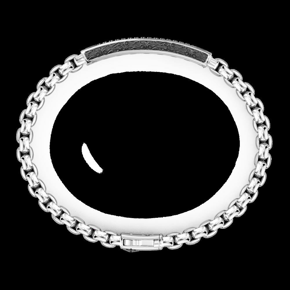 Zancan Bracciale Zancan in argento con targa e pietre nere Soddisfazione Garantita