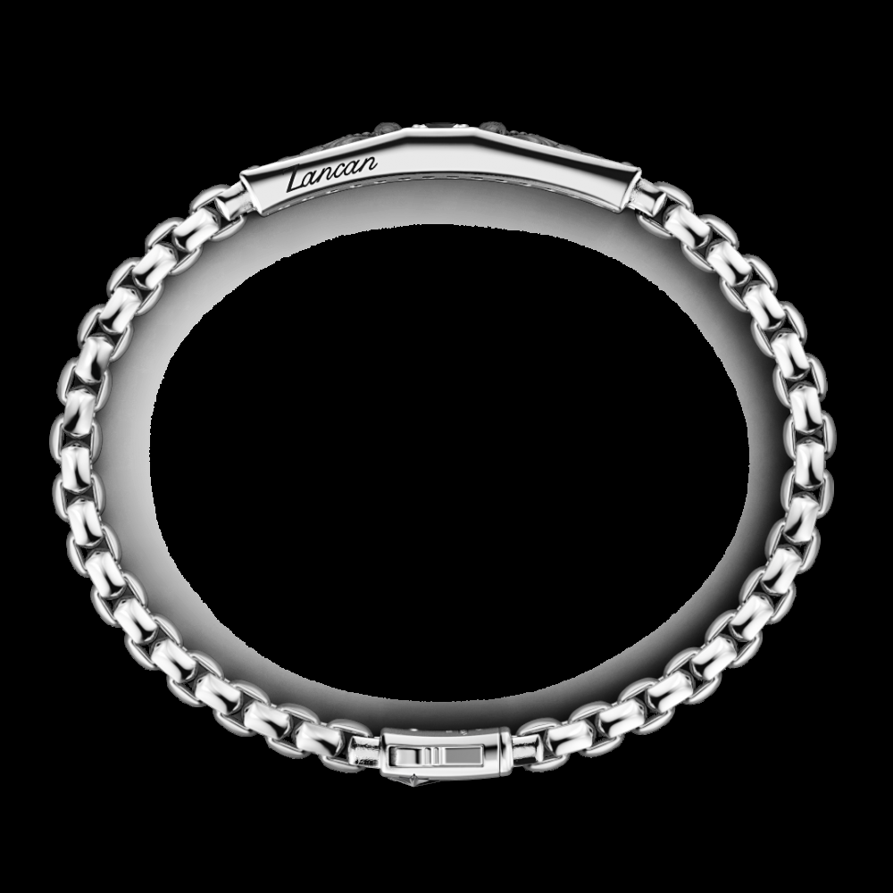 Zancan Bracciale Zancan in argento con targa e pietra nera Qualità Garantita